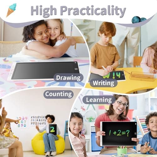 Toys Gifts for 2 3 4 5 6 Year Old Boys Girls, Genialba 12 inch LCD Writing Tablet Colorful Screen Drawing Board Toddler Learning Educational for Birthday Christmas (White) — view 5