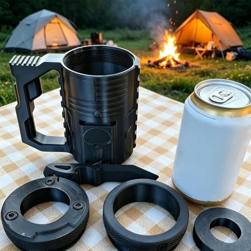 Tactical Assault Cruise Cup, Tactical Assault Insulated Beer Holder Sleeve for Cans & Bottles, Portable Beverage Holder, Hands-Free Drink Carrier for Camping BBQ Tailgating (Black,16 oz) — view 3