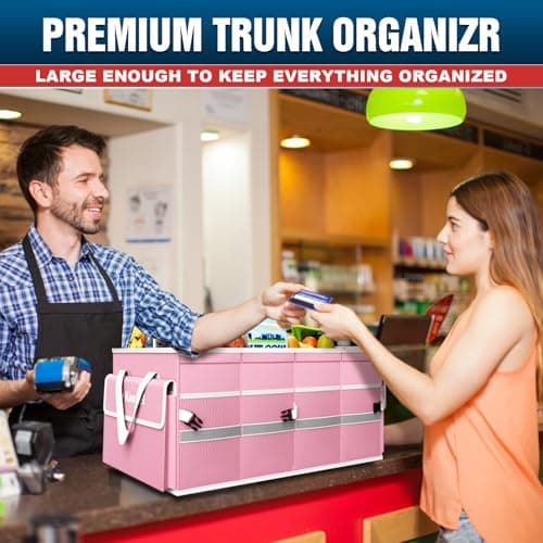 K KNODEL Car Boot Storage Organiser with Cover for SUV (Medium, Pink) — view 5