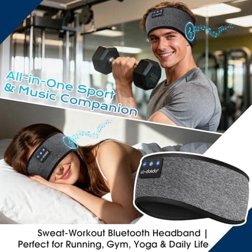 LC-dolida Sleep Headphones Headband Sleeping Headphones, Ultra Soft Bamboo Fibe Bed Headphones with HiFi Speakers Lightweight Sleep Music Headband for Travel/Meditation/Yoga/Audio books — view 2