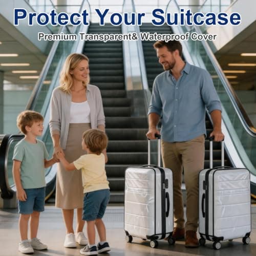 Fawley Clear PVC Suitcase Cover, Waterproof Suitcase Cover Protector Travel Luggage Covers with Reinforced Edge Dustproof and Scratchproof Suitable Protection Bag for Wheeled Trolley Case (28in) — view 5