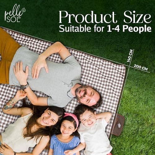 Pelle & Sol Picnic Blanket, Foldable Outdoor Beach Blanket, Waterproof, Sand proof, Machine Washable, Slip Resistant With With Carrying Handle for Family, Beach, Hiking, Camping 200x140CM (Brown) — view 6