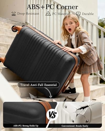 COOLIFE Cabin Suitcase 55x35x20cm Ryanair Cabin Bag ABS+PC Hard Shell TSA — view 5