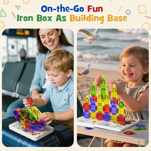 Magnetic Tiles Travel Set for Kids 40pcs: Portable Tin Case Creative Play — view 3