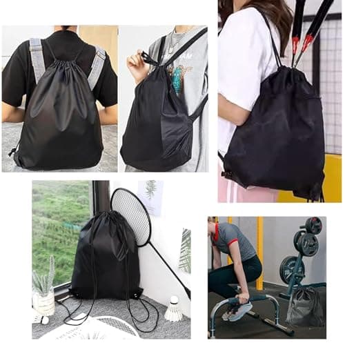 YSUY 3-Pack Black, Blue and Grey Drawstring Gym Bags, Bags Sports Cinch Sack String Bag, Bulk Swimming String Bags, Draw String Backpack Suitable for Sports, Gym, Travel, Swimming (Color Mixing) — view 6