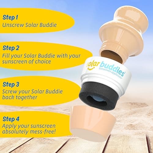 Solar Buddies Sunscreen Applicator- Full Purple & Nude Duo- BPA-Free Refillable Roll on Sponge Sunscreen,Suncream & Lotion Applicator For Kids,Adults & Families-Holds 3.4fl oz,Perfect Size for Travel — view 4