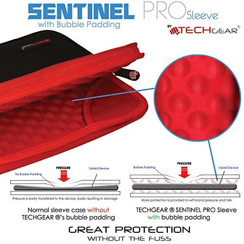 TECHGEAR Pro Sleeve [10] Slim Neoprene Zipped Protective Sleeve Case Cover, Anti-Shock Bubble Interior fits Samsung Tab A 10.1 2019, T580, Tab A 10.5 T590, Tab S6 T860, S5e S4 10.5, Tab S3 S2 9.7 etc — view 5