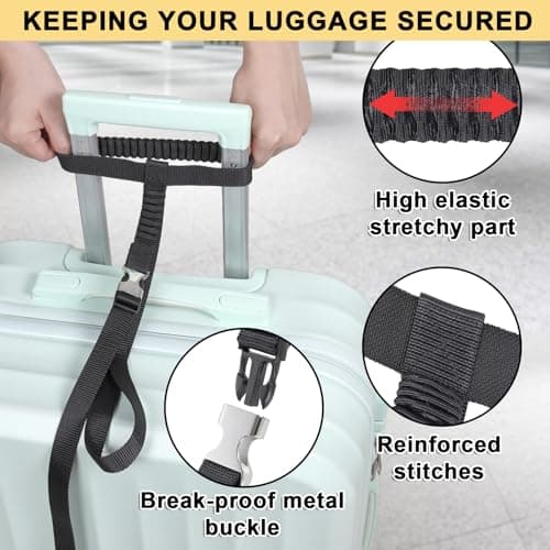 Vigorport Luggage Straps, Metal Luggage Connector Straps for Suitcases, Stretchable Add A Bag Adjustable Attachment Accessories Belts (Black, Small) — view 4