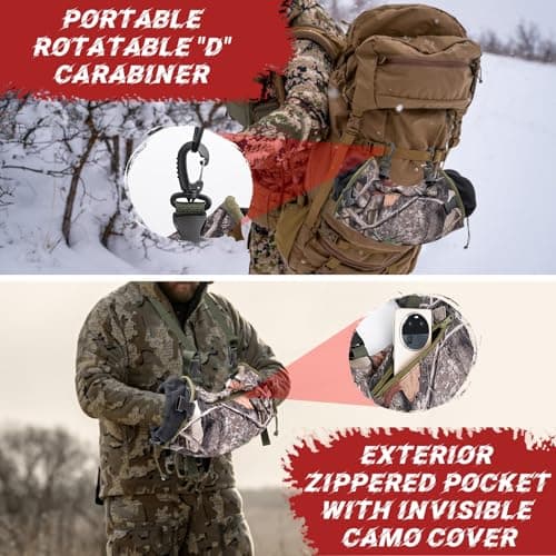Mydrissu Hunting Camo Hand Warmer Pocket Hand Warmer Fanny Pack Windproof Water Resistant Insulated Unisex Hand Warmer Gloves Fleece Oxford Perfect for Outdoor Hiking Deer Camping — view 6