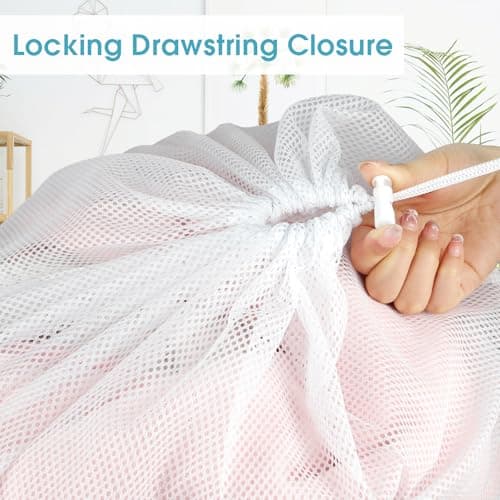 2 Pack Mesh Laundry Bags 23x34 Inch Drawstring Locking for Travel Home — view 3