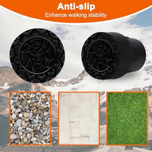 TLLTKOK Rubber Ferrules for Walking Sticks, 4 Pack 19 mm Heavy Duty Rubber Replacement Tips for Canes Crutches Walking Sticks, Non-Slip Extreme Grip Crutch Tips with Metal Inserts — view 5