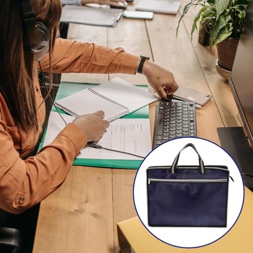 SEWOART Portable with Aluminum Alloy Zipper Oxford Cloth Document Bag Small File Pouch for Document and Magazine Storage, Multifunctional Office Folder Suitable for Students and Bank — view 6