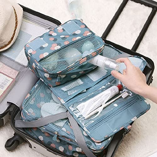 Travel Hanging Toiletry Wash Bag Makeup Cosmetic Organizer Hanging Toiletry Bags for Women, Waterproof Multifunctional Cosmetics Storage Bag for Girls Men (Grey) — view 3