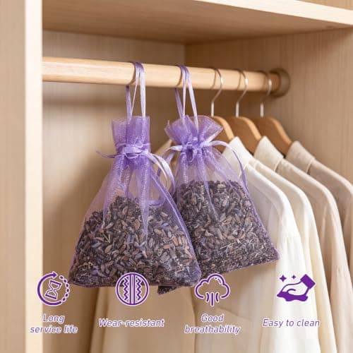 Mnuwoee 80 Pcs Lavender Bags Empty, Small Purple Organza Bags Drawstring — view 4