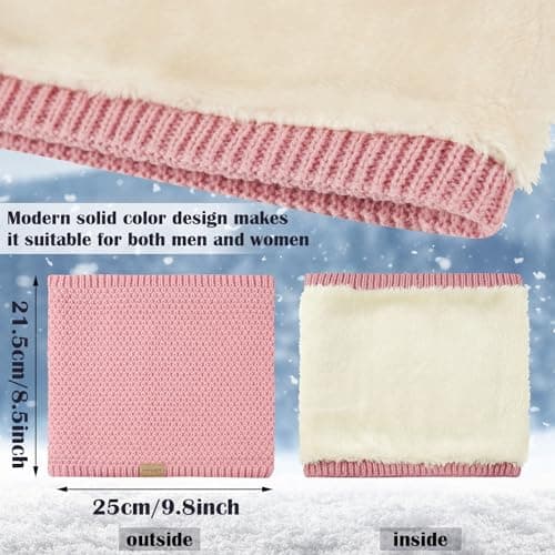 HYUET Winter Fleece Lined Neck Warmer - Thermal Double Layer Windproof Infinity Scarf for Men & Women, Thickened Knitted Snood for Skiing, Motorcycle, Cycling & Outdoor — view 3
