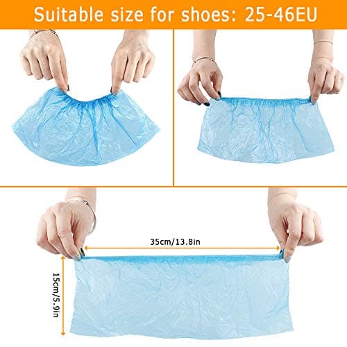 200pcs Shoe Covers Disposable Overshoes Carpet Shoe Protectors Shoe Covers Protection Plastic Overshoes Waterproof for Indoor Outdoor, Protects Carpets Floors — view 6