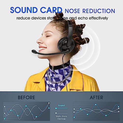 Venker EL U17D 3m Length Noise Cancelling Headset - Stereo Headphone for PC, Laptop USB/3.5mm, Multi-Use Earphone for Call Center (Pack of 2) — view 3