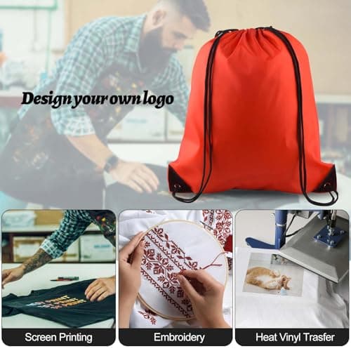 PLULON Red Drawstring Bags Drawstring Backpack Bulk, String Backpack Cinch Sack Sport Gym Bags for Yoga Traveling Outdoor Sports — view 4