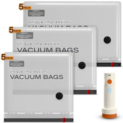 15 Pack Reusable Vacuum Storage Bags for Travel with Wireless Pump - Airline Approved Space Saving Compression Bags for Clothes - Luggage Organiser Set for Suitcases, Holidays and Business Trips