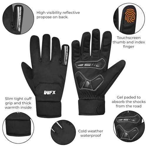 WFX Ski Gloves for Men & Women, Anti-Slip Touchscreen Water Resistant Winter Snow Gloves with Thermal Insulation, Windproof Snowboarding Gloves for Skiing, Hiking, Ice Fishing & Outdoor Sports (Black) — view 2