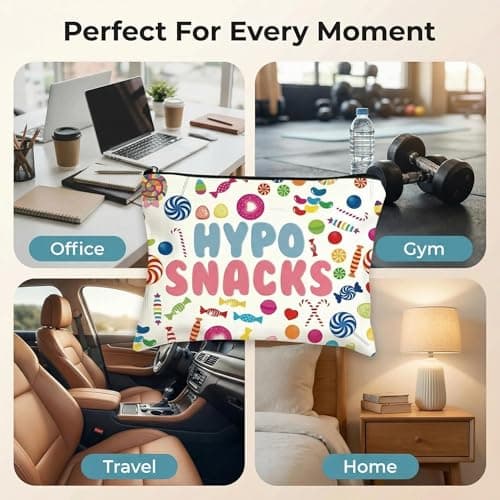 Type 1 Diabetes Snack Bag Backpack Emergency Snacks Bag Travel Portable Zipper Pouch Funny Makeup Bag Diabetic Gifts for Diabetics Women Men — view 6