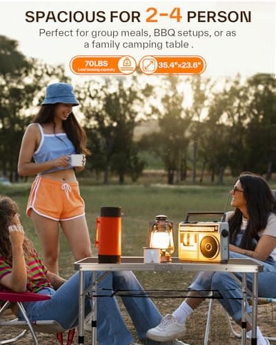 Sportneer Folding Camping Table Height Adjustable Small Folding Table (Black, 90x60cm (2 Height)) — view 4