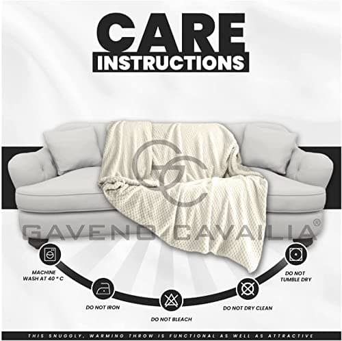 LIZZIE JACOBS Popcorn Waffle Honeycomb Style Luxurious Throws Super Soft Warm Cosy Sofa Settee Bed Fleece Blankets Non Allergenic Kids Adults Travel Blankets (Cream, Single - 130x150cm) — view 5