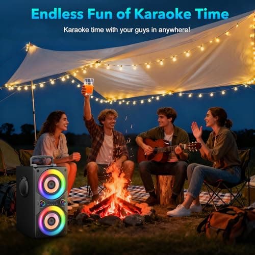 RRNUY Bluetooth Speaker 100W Portable Big Powerful Deep Bass Loud Sound Wireless Boombox with Subwoofer TWS LED Lights DSP Large Wooden Speakers for Outdoor Home Party — view 6