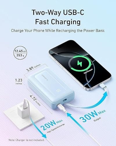 Anker Zolo Power Bank, 20,000mAh 30W Portable Charger with Built-in USB-C — view 5