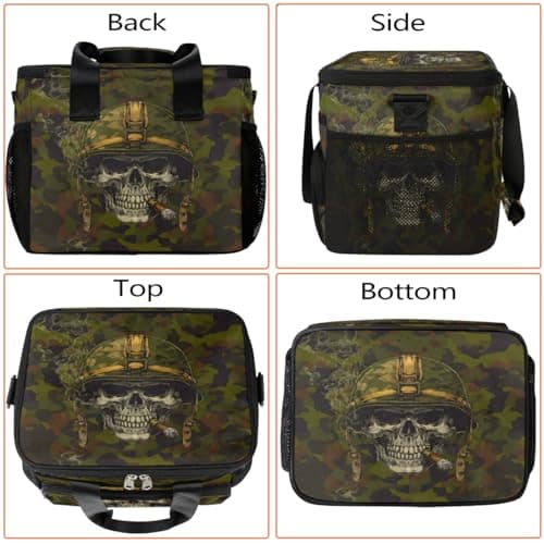 Pardick Camouflage Camo Skull Soft Cooler Bag Insulated Lunch Box for Men & Women, Large Leakproof Lunch Bag Portable Beach Cooler for Work, Picnic, Road Trips,Fishing, Travel, Camping,A-10 — view 3