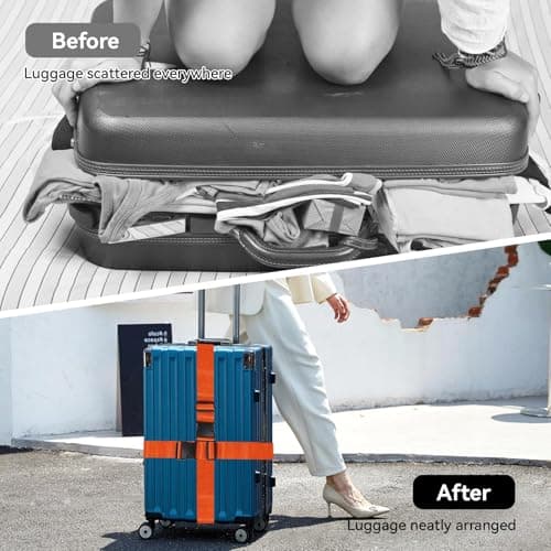 Suitcase Straps 4 Pack with 2 Luggage Tags, Adjustable Luggages Strap Set — view 5