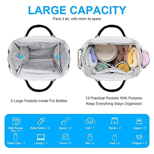 Vicloon Baby Changing Bag Backpack, Neutral Multi-Function Nappy Back Pack, Waterproof Large Travel Backpack for Mom and Dad — view 5