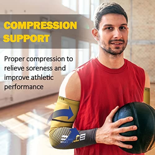 beister UV Sun Protection Cooling Compression Sleeves Arm Sleeves Men Women Sports (Large, Yellow) — view 5