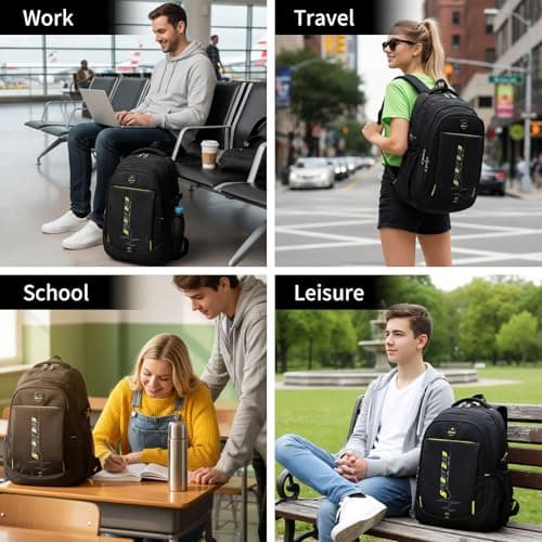 SIVENKE School Backpacks Student Bookbag Laptop Rucksack Computer Casual Shoulder Daypack Travel Back Pack for Teen Boys Yellow — view 5
