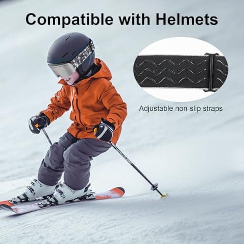 YooxArmor OTG Kids Ski Goggles,Anti fog Skiing Snowboard Goggles with Double Lenses for Children 6-14 Years,100% UV 400 Protection for Boys Girls,Helmet Compatible — view 4