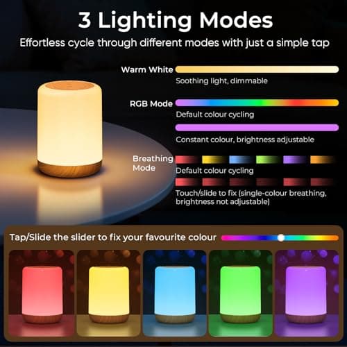 MEDE Night Light, Dimmable Bedside Lamps with RGB for Toddler, Kids, Adults — view 2