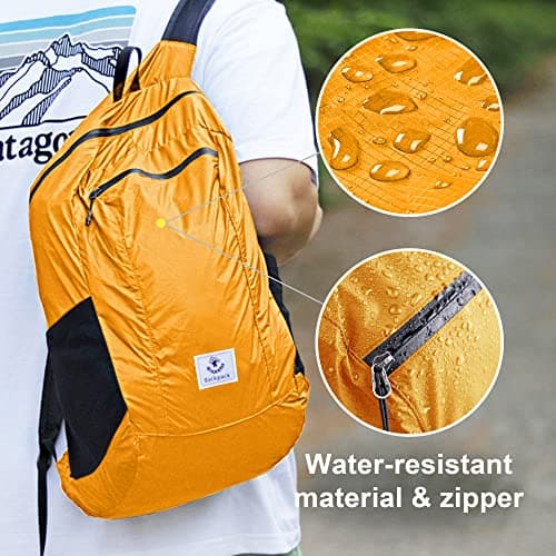 4Monster Packable Backpack Ultra Lightweight, Foldable Backpack Water Resistant, Hiking Daypack for Travel Camping Outdoor, Daily Walk-around, Cycling, Sports, Excursions(Orange, 24L) — view 3