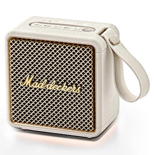 MADDECKERS MG II Portable Bluetooth Speaker, 24W Powerful Sound, DSP Enhanced Audio, IP67 Waterproof Dustproof, RGB Lights, 17H+ Playtime, TWS Stereo Pairing, 3 EQ Modes, AUX/TF/USB (Cream)