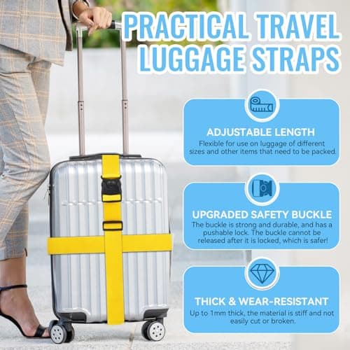 2Pcs Suitcase Straps Set, Adjustable Suitcase Straps, Heavy Duty Luggage Straps with Quick Release Buckle, Travel Accessories Thickened Luggage Belt for Suitcase Baggage — view 4