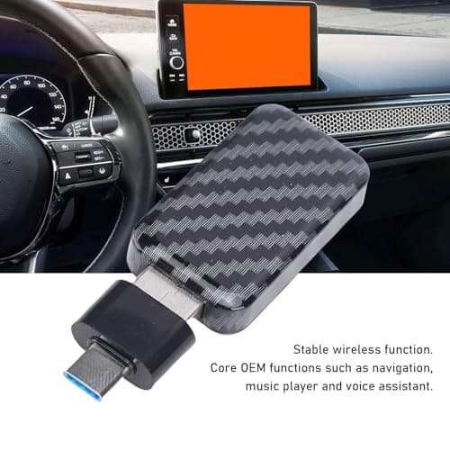 Tbest Wireless Car Adapter Bluetooth WiFi Plug and Play with Type C Support for Carplay Auto Carbon Fiber Pattern Compact Portable Cars Trucks SUVs — view 3