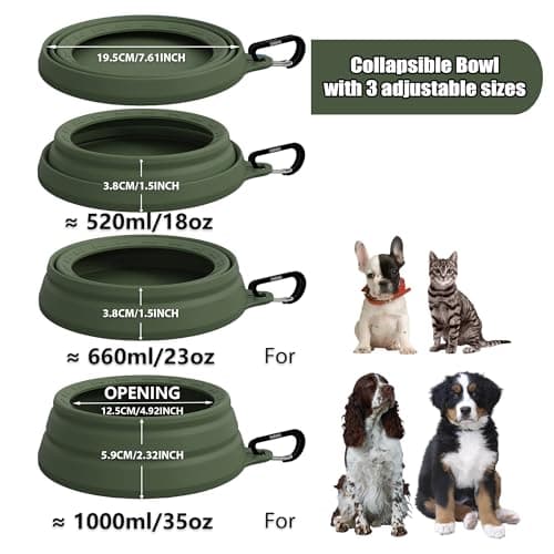OHMO Large Non Spill Collapsible Dog Bowl, 1000 ml, Camo Green — view 6
