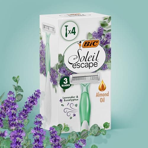 BIC Soleil Escape 3 Blade Womens Disposable Razor Pack of 4 with Lavender and Eucalyptus Scented Moisturizing Strip — view 5