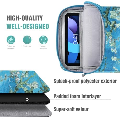 TiMOVO 9-11" Tablet Sleeve Bag Carrying Case with Strap, Apricot Blossom — view 4
