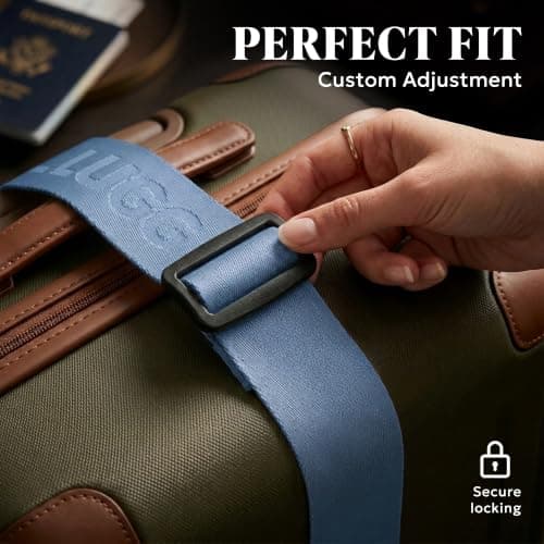 LUGG Luggage Belts for Suitcases 2 Pack – Adjustable Heavy-Duty Strap with Strong POM Buckle, Secure Travel Belt for Suitcase, Briefcase & Travel Bag, Bright Colours for Easy Identification-Slate Blue — view 5