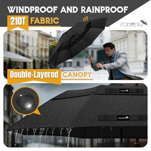 ZOMAKE Golf Umbrella Windproof, Compact Large Umbrella (62in-Black) — view 3