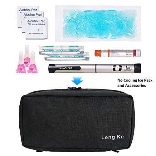 Insulin Cooling Travel Case - Portable Diabetic Supplies Organizer Cooler Bag with 2 Ice Pack by YOUSHARES (Black) — view 2
