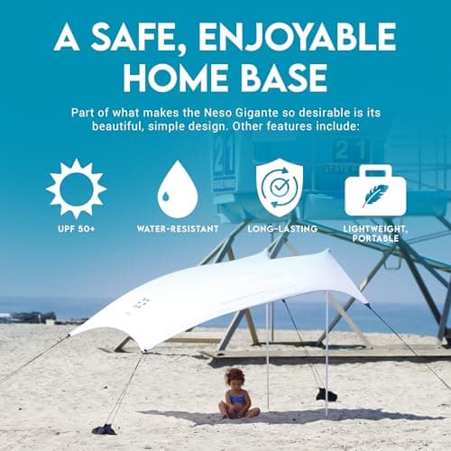 Neso Gigante Beach Tent, 2.5 m high, 3.3 m (11 ft) x 3.3 m (11 ft), reinforced corners and cooling compartment (white) — view 3