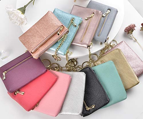 Beurlike Womens RFID Coin Purse Change Wallet Small Leather Card Holder Keychain, Rose Gold, S, Fashion — view 6