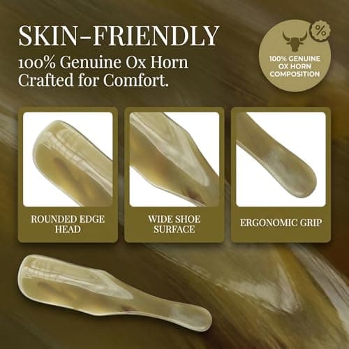 Homoyoyo Ox Horn Shoehorn Convenient Shoe Wearing Auxiliary Tool Shoe Lifter with Comfortable Grip Smooth Rounded Edges Portable Travel Accessory for Men and Seniors — view 2
