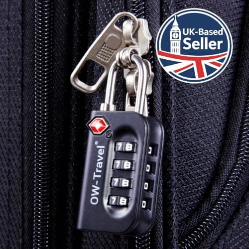 OW-Travel Suitcase Locks, TSA Approved Luggage Padlocks, Black, 2 Pack — view 3